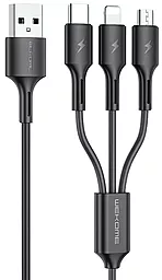 USB Кабель WK WDC-137 Upine Series 18w 3a 1.2m3-in-1 USB to micro/Lightning/Type-C cable black