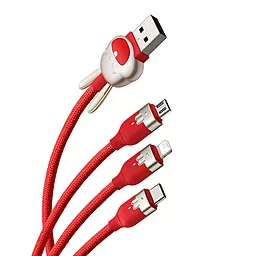 Кабель USB Baseus Chinese Zodiac 3.5A 1.2M 3-in-1 USB to micro/Lightning/Type-C cable Red (CASX060009) - миниатюра 2