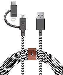 USB Кабель Native Union Belt Universal 2M 3-in-1 USB Type-C/Lightning/micro USB Cable Zebra (BELT-KV-ULC-ZEB-V2)