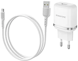 Сетевое зарядное устройство с быстрой зарядкой Borofone BA36A + micro USB Cable 3A White - миниатюра 2