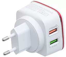 Сетевое зарядное устройство с быстрой зарядкой LDNio A2405Q QC2 + USB Lightning Cable White