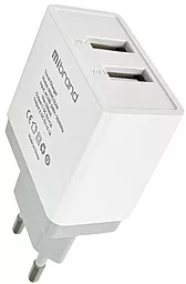 Сетевое зарядное устройство Mibrand MI-02 10.5W 2.1A 2USB-A White (MIWC/2UW)