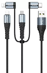 Кабель USB Hoco X38 Cool 4-in-1 USB Type-C/2xLightning/micro USB Cable Black
