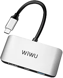 Мультипортовый USB Type-C хаб WIWU Alpha C2H 3-in-1 silver