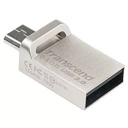 Флешка Transcend 64GB JetFlash OTG 880 Metal Silver USB 3.0 (TS64GJF880S) - миниатюра 3