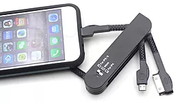 Кабель USB Siyoteam Swiss Knife 3in1 (micro USB / 30-pin / Lightning) Black - миниатюра 6