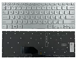 Клавиатура для ноутбука Asus S13 S330FA S330FN S330FL S330UA S330UN серая без рамки подсветка Прямой Enter Original PRC Gray