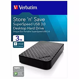 Внешний жесткий диск Verbatim 3Tb (47684) USB3.0 Black - миниатюра 2