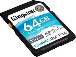 Карта памяти Kingston SDXC 64GB Canvas Go+ Class 10 UHS-I U3 V30 A2 (SDG3/64GB) - миниатюра 2