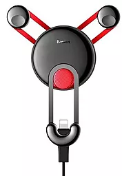 Автодержатель с автозажимом Baseus YY Vehicle-Mounted Phone Charging Holder With Lightning Cable Red (SULYY-09)