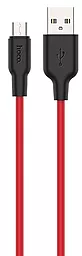 Кабель USB Hoco X21 Plus Silicone 2M micro USB Cable Black/Red