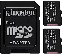 Карта памяти Kingston microSDXC 2x64GB Canvas Select Plus Class 10 UHS-I U1 V10 A1 + SD-адаптер (SDCS2/64GB-2P1A)
