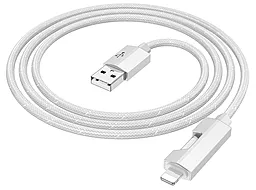 Кабель USB Hoco U123 Regent colorful charging 12w 2.4a 1.2m Lightning gray - миниатюра 2