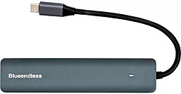 Мультипортовый USB Type-C хаб Blueendless 7-in-1 grey - миниатюра 3