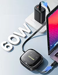 Кабель USB Essager ES-OTG13 Jicheng 60W 6-in-1 USB-C+A - Type-C/Lightning/micro USB + Storage Case Black (ECJHZ-JC01-P) - миниатюра 6