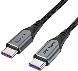 Кабель HD PD Vention USB 3.1 gen 2 4K 60Hz 10Gbps 100W 5A USB Type-C - USB Type-C Cable Grey (TAHHF) - миниатюра 2