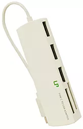 Мультипортовий Type-C хаб Siyoteam USB-C -> CardReader + 3 USB Hub White