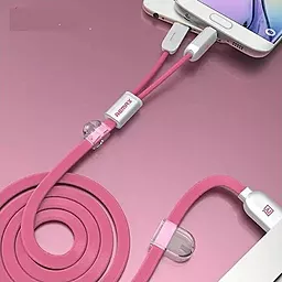 Кабель USB Remax Twins 2-in-1 USB to Lightning/micro USB cable pink (RC-025t) - миниатюра 4
