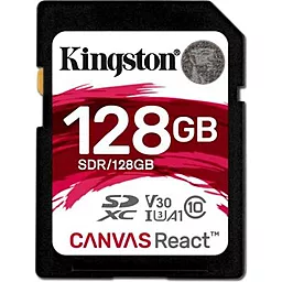 Карта памяти Kingston SDXC 128GB Canvas React Class 10 UHS-I U3 V30 A1 (SDR/128GB)