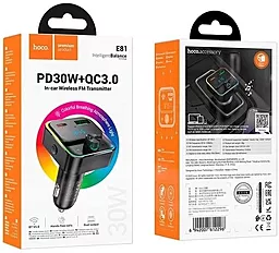 Автомобильное зарядное устройство Hoco E81 Fantasy 30w PD/QC3.0 USB-C/USB-A ports car charger black - миниатюра 5