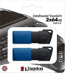 Флешка Kingston 2 x 64 GB DataTraveler Exodia M USB 3.2 Blue (DTXM/64GB-2P) - миниатюра 4