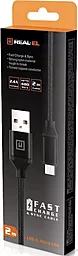 Кабель USB REAL-EL Fabric Premium 12W 2.4A 2M micro USB Cable Black (EL123500048) - миниатюра 7