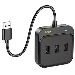 Мультипортовый USB-A хаб Hoco HB35 Easy link 4-in-1 Hub black - миниатюра 3