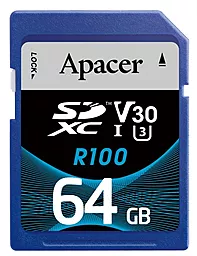 Карта пам'яті Apacer 64 GB SDXC UHS-I U3 V30 R100 (AP64GSDXC10U7-R)