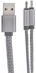 Кабель USB LDNio Magnetic 2-in-1 USB Lightning/micro USB Cable silver (LC-86)