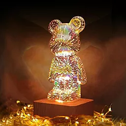 3D ночник Мишка стеклянный фейерверк KX-197XX - миниатюра 5