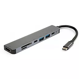 Мультипортовий Type-C хаб Vinga USB-C -> HDMI + 2xUSB 3.0+ SD + TF+ 2xPD (VCPHTC7AL)