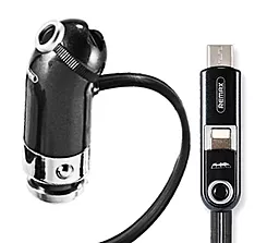 Автомобильное зарядное устройство Remax RCC211 2.4a car charger + Lightning/micro USB cable Black