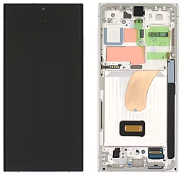 Дисплей Samsung Galaxy S23 Ultra S918 5G с тачскрином и рамкой, сервисный оригинал, Cream