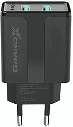 Сетевое зарядное устройство Grand-X 2.4a 2xUSB-A ports car charger black (CH-15B)