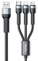 Кабель USB Remax Jany 3-in-1 USB Type-C/Lightning/micro USB Cable Black (RC-124)
