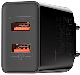 Сетевое зарядное устройство с быстрой зарядкой Baseus Speed Mini Dual USB Quick Charger 18W Black (CCFS-V01)