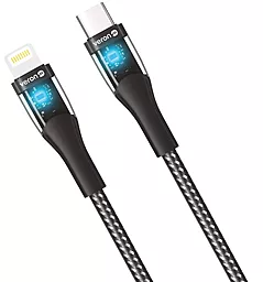 Кабель USB PD Veron CL01 Nylon LED 27w 3a 1.2m USB Type-C - Lightning cable black - миниатюра 2