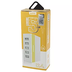 Сетевое зарядное устройство Remax Charger RU-U1 5 USB (EU) White/Yellow - миниатюра 3