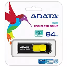 Флешка ADATA 64GB UV128 Black-Yellow USB 3.0 (AUV128-64G-RBY) - миниатюра 5