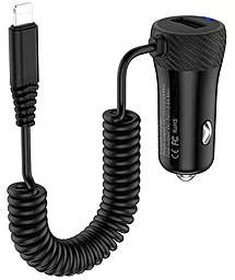 Автомобільний зарядний пристрій Hoco Z21A c Lightning USB (1USB, 3.4A) Black