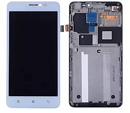 Дисплей Lenovo S850 с тачскрином и рамкой, оригинал, White