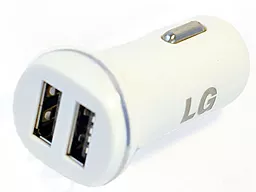 Автомобильное зарядное устройство LG 2 USB NEW +Micro USB White - миниатюра 2