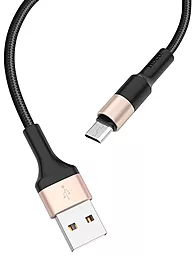 Кабель USB Hoco X26 Xpress micro USB Cable Black/Gold - миниатюра 2