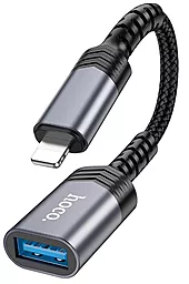 Адаптер-переходник Hoco UA24 M-F Lightning -> USB-A Metal Gray - миниатюра 4