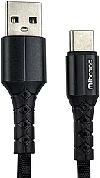 Кабель USB Mibrand MI-32 Nylon 10W 2A 0.5M USB Type-C Cable Black