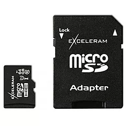 Карта памяти Exceleram miсroSDXC 64GB Class 10 UHS-I U3 V30 + SD-адаптер (MSD6410AU3V30)