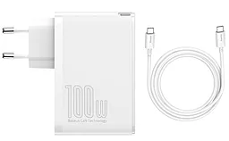 Мережевий зарядний пристрій з швидкою зарядкою Baseus GaN2 Pro 100W 2xUSB-A + USB-C-С Cable White (CCGAN2P-L02)