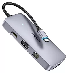 USB Type-C хаб Hoco HB33 Easy 10-in-1 Hub gray - миниатюра 4