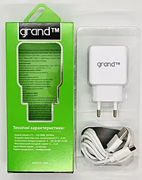 Сетевое зарядное устройство Grand 2 USB 2.1A + USB Type-C Cable White (GH-C02) - миниатюра 3