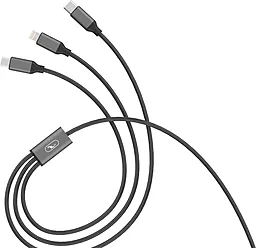 USB Кабель SkyDolphin S63E 12w 2.4a 3-in-1 USB to micro/Lightning/Type-C cable black (USB-000625)